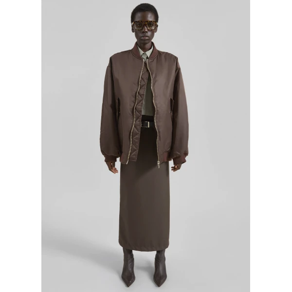 The Frankie Shop Astra Bomber Jacket - Brown - Oversized Minimalist Jackets in Beige - Shop at Luxury Shoes 