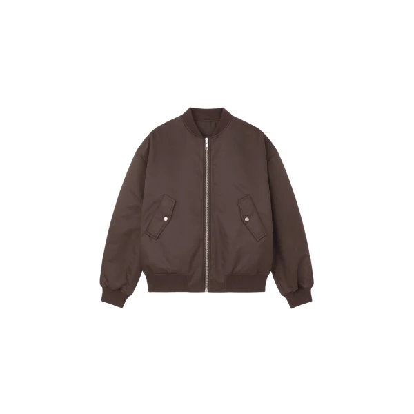 The Frankie Shop Astra Bomber Jacket - Brown - Oversized Minimalist Jackets in Beige - Shop at Luxury Shoes 