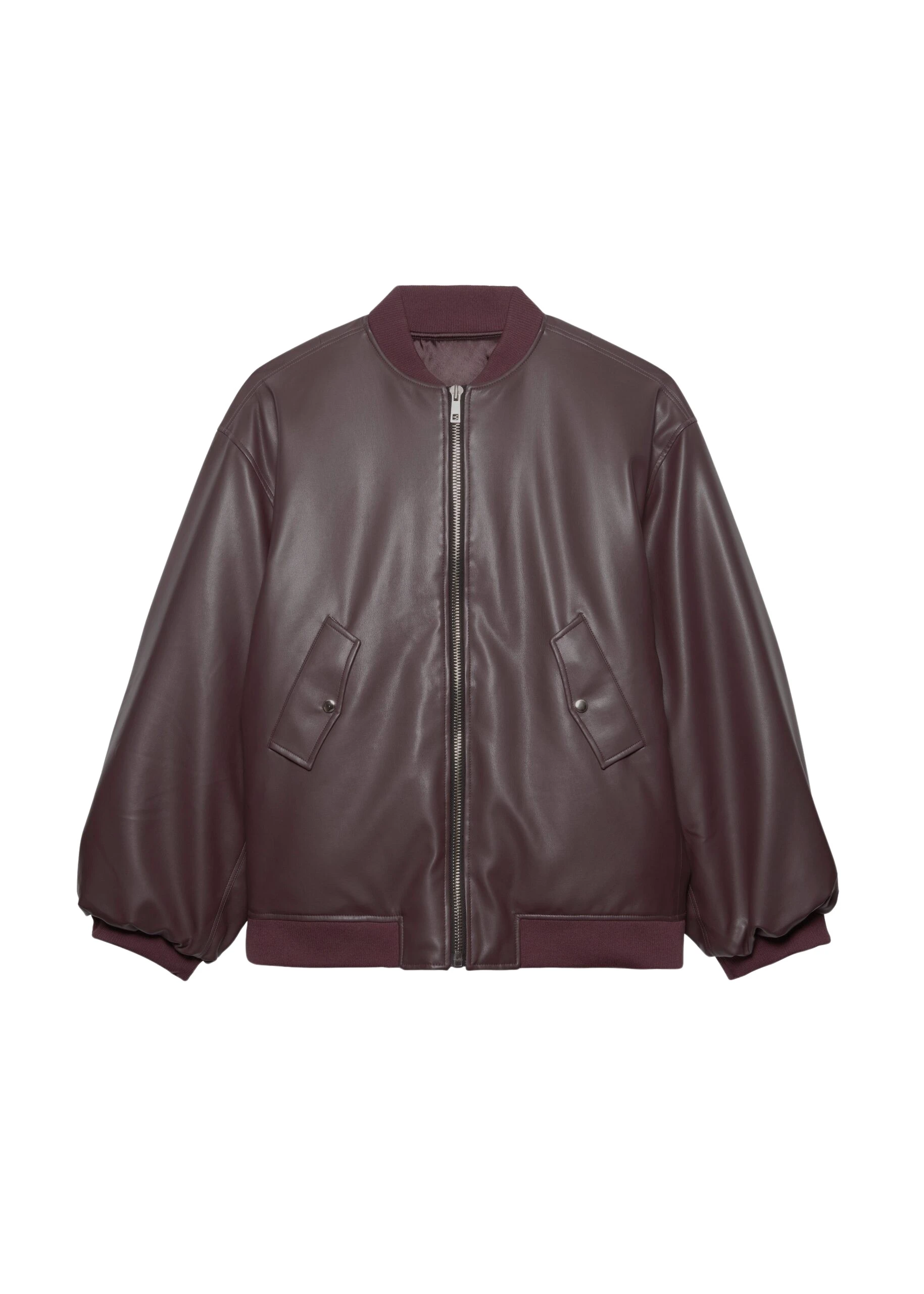 The Frankie Shop Astra Faux Leather Bomber Jacket – Burgundy