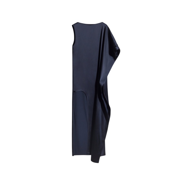 The Frankie Shop Asymmetric Maxi Dress - Dark Ink Navy - Oversized Minimalist Dresses in Black - Shop at Luxury Shoes 