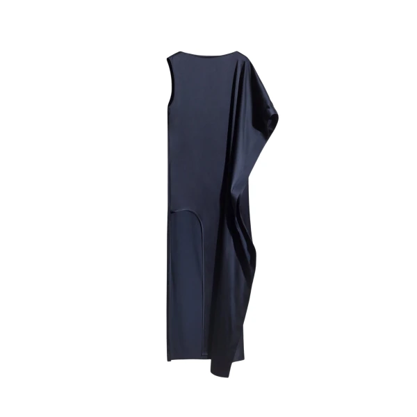 The Frankie Shop Asymmetric Maxi Dress - Dark Ink Navy - Oversized Minimalist Dresses in Black - Shop at Luxury Shoes 
