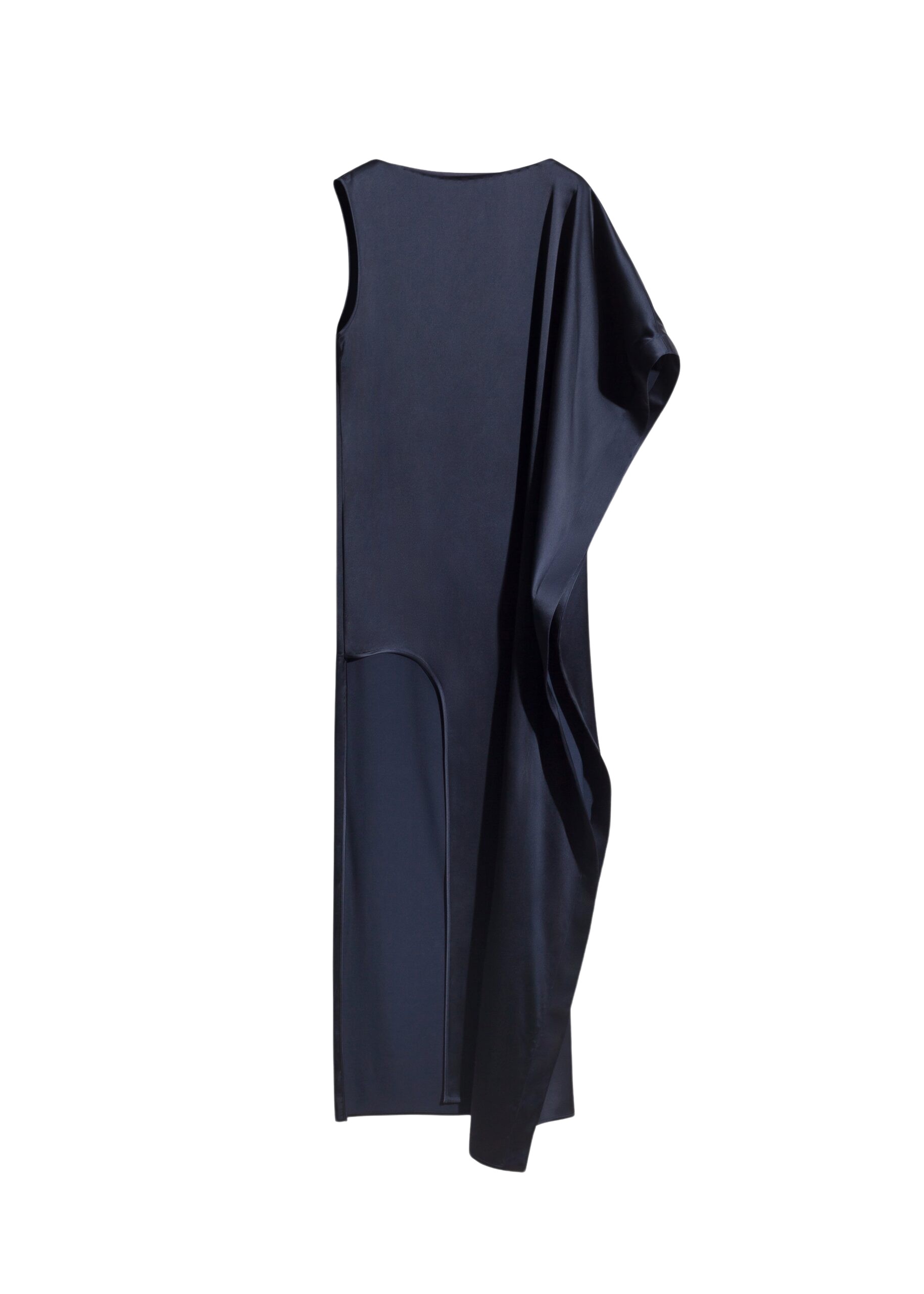 The Frankie Shop Asymmetric Maxi Dress - Dark Ink Navy - Oversized Minimalist Dresses in Black - Shop at Luxury Shoes 
