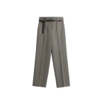 The Frankie Shop Aubel Belted Straight Pants - Black Houndstooth - Oversized Minimalist Pants in Multicolour - Shop at Luxury Shoes 