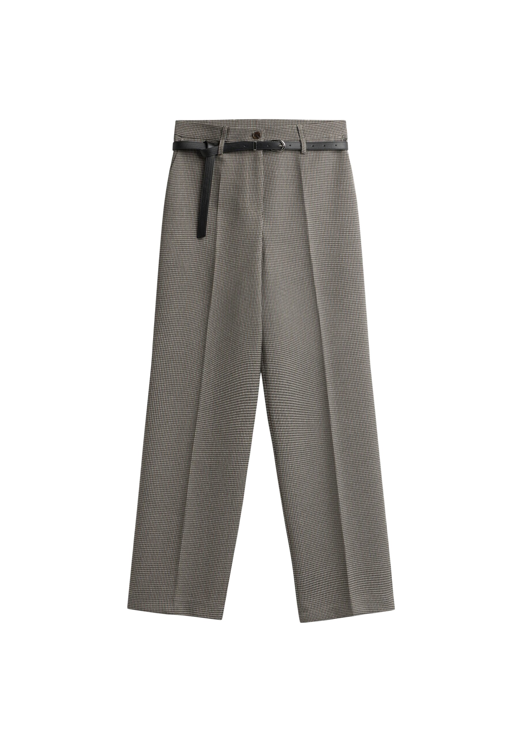 The Frankie Shop Aubel Belted Straight Pants – Black Houndstooth