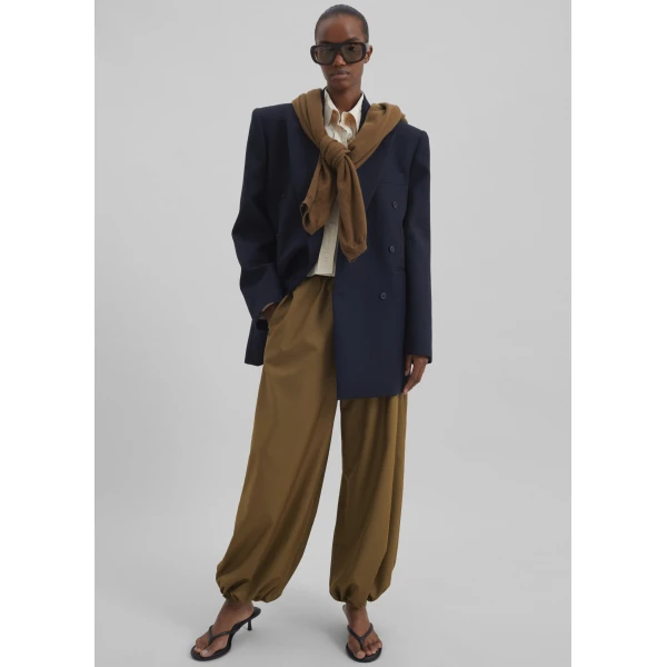 The Frankie Shop Aubray Balloon Pants - Olive Brown - Oversized Minimalist Pants in Beige - Shop at Luxury Shoes 