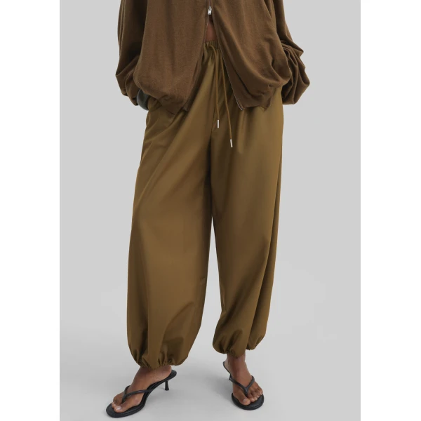 The Frankie Shop Aubray Balloon Pants - Olive Brown - Oversized Minimalist Pants in Beige - Shop at Luxury Shoes 