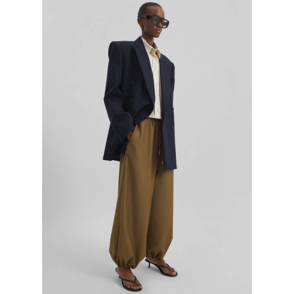 The Frankie Shop Aubray Balloon Pants - Olive Brown - Oversized Minimalist Pants in Beige - Shop at Luxury Shoes 