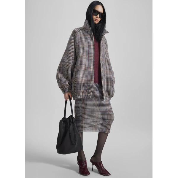 The Frankie Shop Aurora Sheer Mesh Skirt - Beige Glen Plaid - Oversized Minimalist Skirts in Multicolour - Shop at Luxury Shoes 
