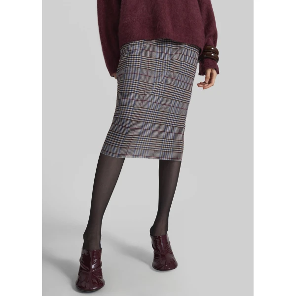 The Frankie Shop Aurora Sheer Mesh Skirt - Beige Glen Plaid - Oversized Minimalist Skirts in Multicolour - Shop at Luxury Shoes 
