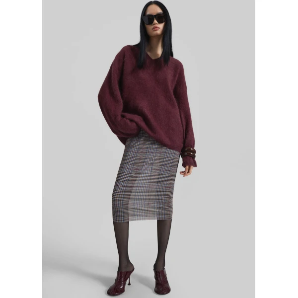 The Frankie Shop Aurora Sheer Mesh Skirt - Beige Glen Plaid - Oversized Minimalist Skirts in Multicolour - Shop at Luxury Shoes 
