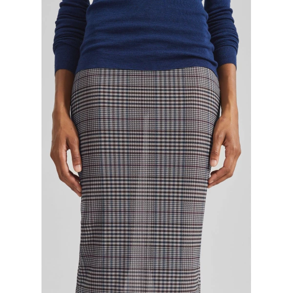 The Frankie Shop Aurora Sheer Mesh Skirt - Beige Glen Plaid - Oversized Minimalist Skirts in Multicolour - Shop at Luxury Shoes 
