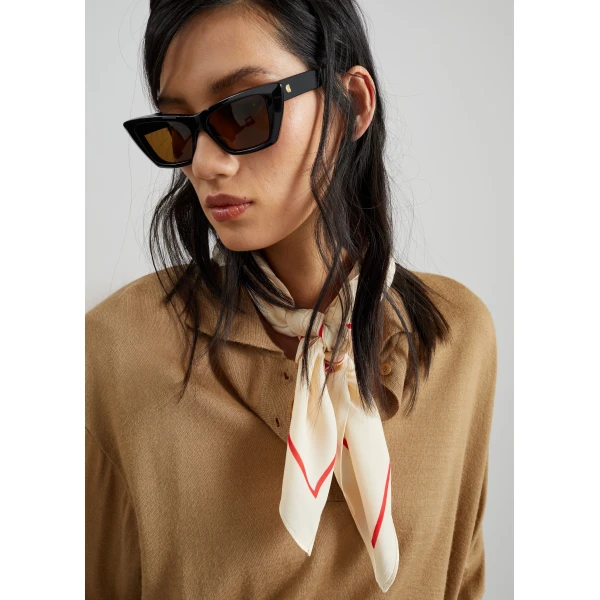 The Frankie Shop Avallon Padded Knit Polo - Camel - Oversized Minimalist Tops in Beige - Shop at Luxury Shoes 