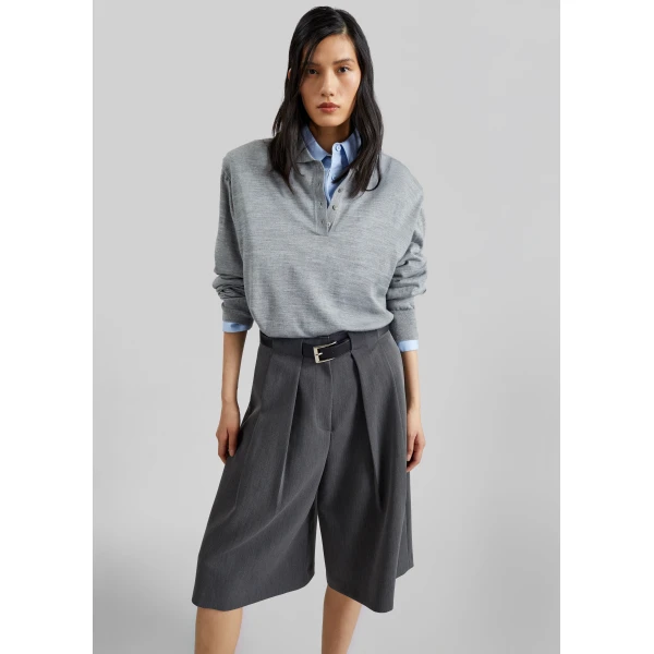 The Frankie Shop Avallon Padded Knit Polo – Grey, view 6