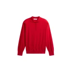 The Frankie Shop Avallon Padded Knit Polo - Red - Oversized Minimalist Tops in Red - Shop at Luxury Shoes 