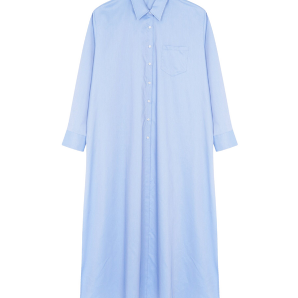 The Frankie Shop Avery Shirt Dress - Blue - Oversized Minimalist Dresses in Blue - Shop at Luxury Shoes 