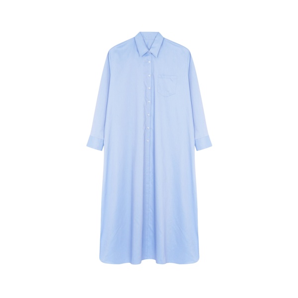 The Frankie Shop Avery Shirt Dress - Blue - Oversized Minimalist Dresses in Blue - Shop at Luxury Shoes 