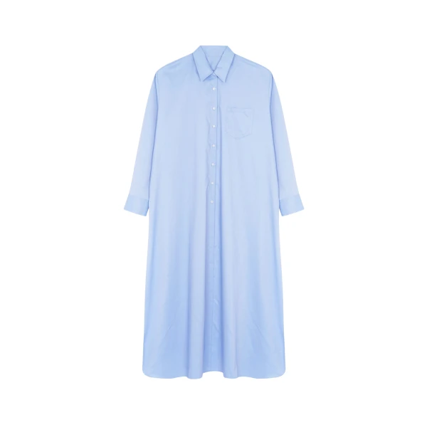 The Frankie Shop Avery Shirt Dress - Blue - Oversized Minimalist Dresses in Blue - Shop at Luxury Shoes 