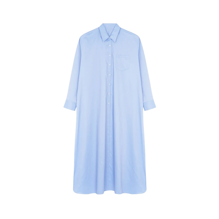 The Frankie Shop Avery Shirt Dress - Blue - Oversized Minimalist Dresses in Blue - Shop at Luxury Shoes 