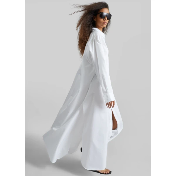 The Frankie Shop Avery Shirt Dress - White - Oversized Minimalist Dresses in White - Shop at Luxury Shoes 