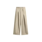 The Frankie Shop Avray Pleated Trousers - Beige - Oversized Minimalist Pants in Beige - Shop at Luxury Shoes 