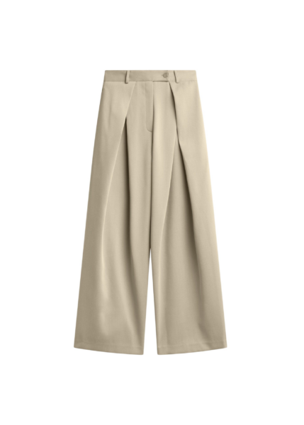 The Frankie Shop Avray Pleated Trousers - Beige - Oversized Minimalist Pants in Beige - Shop at Luxury Shoes 