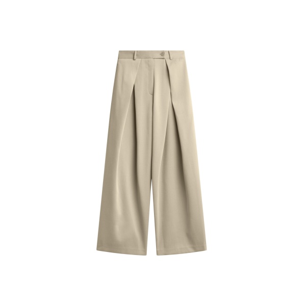 The Frankie Shop Avray Pleated Trousers - Beige - Oversized Minimalist Pants in Beige - Shop at Luxury Shoes 