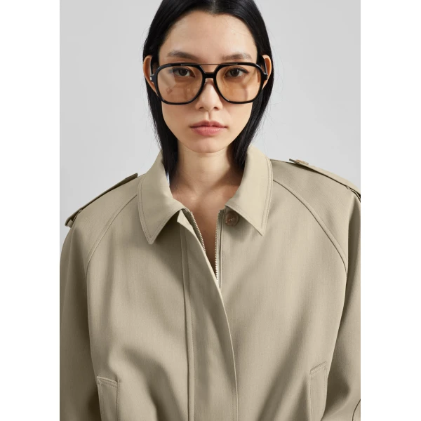 The Frankie Shop Avray Short Trench - Beige - Oversized Minimalist Coats in Beige - Shop at Luxury Shoes 