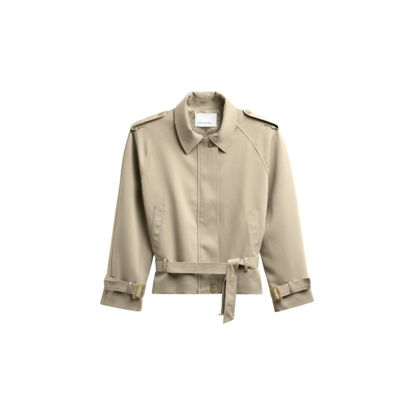 The Frankie Shop Avray Short Trench - Beige - Oversized Minimalist Coats in Beige - Shop at Luxury Shoes 