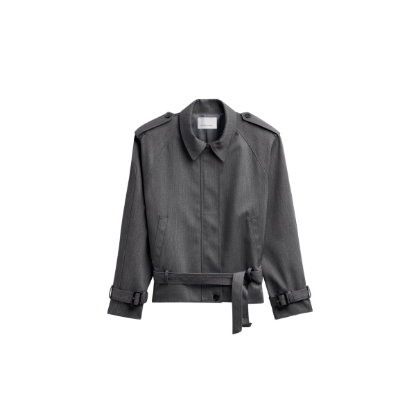 The Frankie Shop Avray Short Trench - Grey - Oversized Minimalist Coats in Grey - Shop at Luxury Shoes 