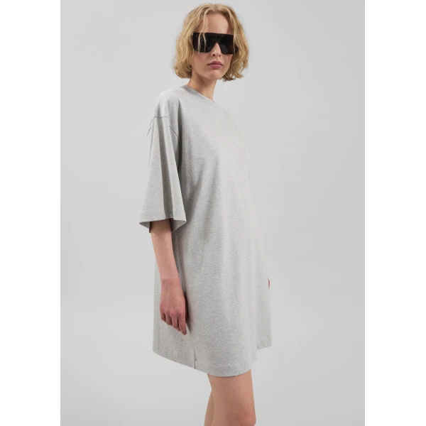 The Frankie Shop Ayaz Oversized T-Shirt Dress - Grey Melange - Oversized Minimalist Dresses in Grey - Shop at Luxury Shoes 