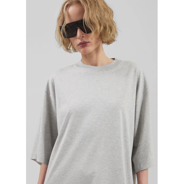 The Frankie Shop Ayaz Oversized T-Shirt Dress - Grey Melange - Oversized Minimalist Dresses in Grey - Shop at Luxury Shoes 