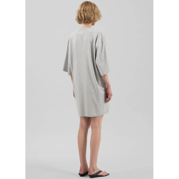 The Frankie Shop Ayaz Oversized T-Shirt Dress - Grey Melange - Oversized Minimalist Dresses in Grey - Shop at Luxury Shoes 