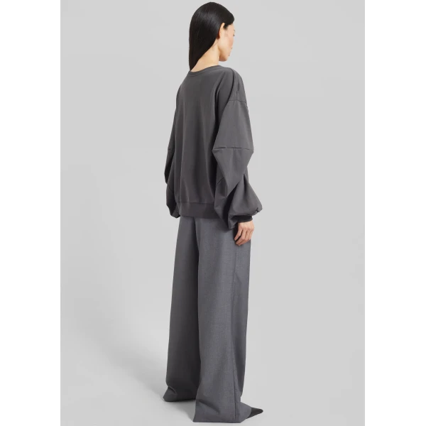 The Frankie Shop Balve Balloon Sleeve Sweatshirt - Grey - Oversized Minimalist Tops in Grey - Shop at Luxury Shoes 