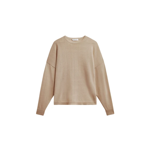 The Frankie Shop Basel Crew Neck Sweater - Beige - Oversized Minimalist Knitwear in Beige - Shop at Luxury Shoes 