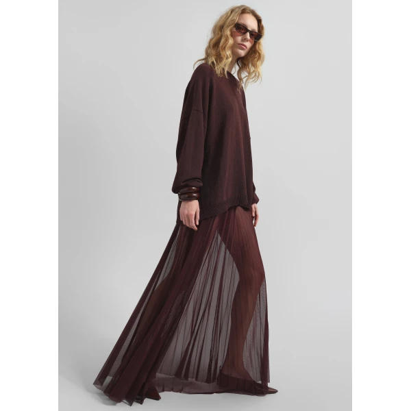 The Frankie Shop Basel Crew Neck Sweater - Burgundy - Oversized Minimalist Knitwear in Red - Shop at Luxury Shoes 