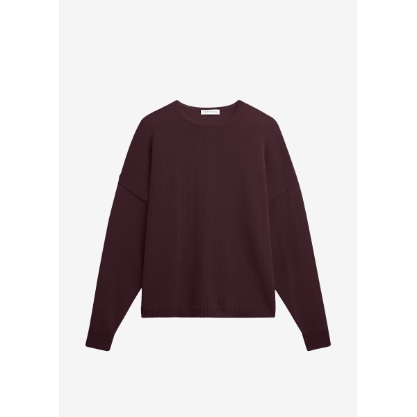 The Frankie Shop Basel Crew Neck Sweater - Burgundy - Oversized Minimalist Knitwear in Red - Shop at Luxury Shoes 