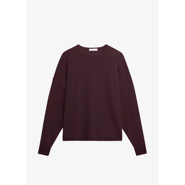 The Frankie Shop Basel Crew Neck Sweater - Burgundy - Oversized Minimalist Knitwear in Red - Shop at Luxury Shoes 