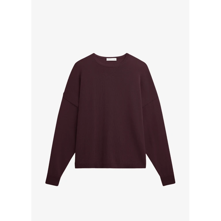 The Frankie Shop Basel Crew Neck Sweater - Burgundy - Oversized Minimalist Knitwear in Red - Shop at Luxury Shoes 