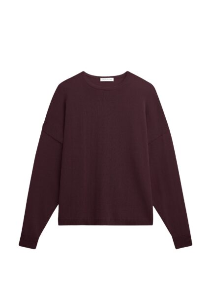 The Frankie Shop Basel Crew Neck Sweater - Burgundy - Oversized Minimalist Knitwear in Red - Shop at Luxury Shoes 