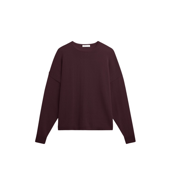 The Frankie Shop Basel Crew Neck Sweater - Burgundy - Oversized Minimalist Knitwear in Red - Shop at Luxury Shoes 