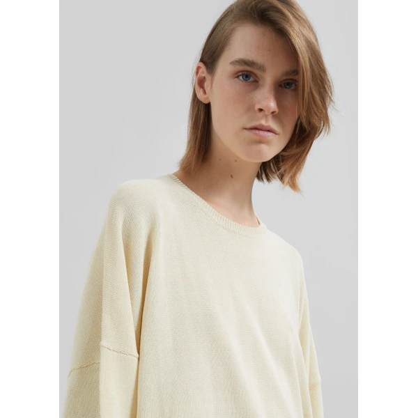 The Frankie Shop Basel Crew Neck Sweater - Pale Yellow - Oversized Minimalist Knitwear in Yellow - Shop at Luxury Shoes 