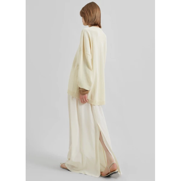 The Frankie Shop Basel Crew Neck Sweater - Pale Yellow - Oversized Minimalist Knitwear in Yellow - Shop at Luxury Shoes 