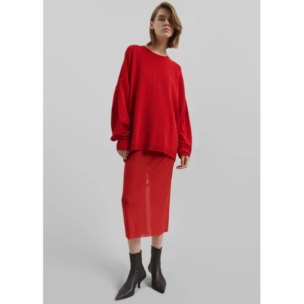 The Frankie Shop Basel Crew Neck Sweater - Red - Oversized Minimalist Knitwear in Red - Shop at Luxury Shoes 