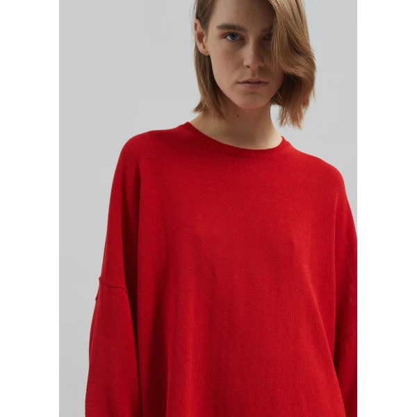 The Frankie Shop Basel Crew Neck Sweater - Red - Oversized Minimalist Knitwear in Red - Shop at Luxury Shoes 