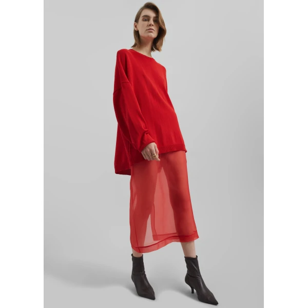 The Frankie Shop Basel Crew Neck Sweater - Red - Oversized Minimalist Knitwear in Red - Shop at Luxury Shoes 