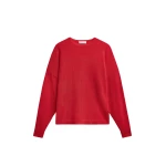 The Frankie Shop Basel Crew Neck Sweater - Red - Oversized Minimalist Knitwear in Red - Shop at Luxury Shoes 