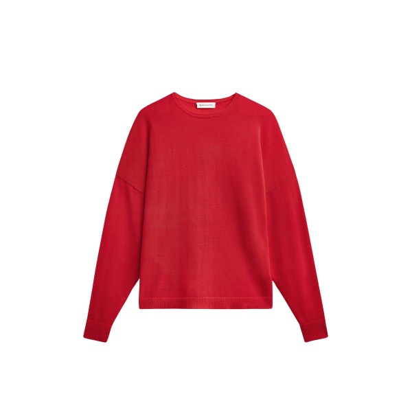 The Frankie Shop Basel Crew Neck Sweater - Red - Oversized Minimalist Knitwear in Red - Shop at Luxury Shoes 
