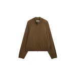 The Frankie Shop Baxe Knit Track Jacket - Dark Camel - Oversized Minimalist Jackets in Beige - Shop at Luxury Shoes 