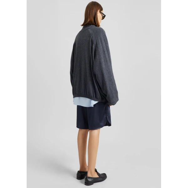 The Frankie Shop Baxe Knit Track Jacket - Dark Grey Melange - Oversized Minimalist Jackets in Grey - Shop at Luxury Shoes 