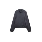 The Frankie Shop Baxe Knit Track Jacket - Dark Grey Melange - Oversized Minimalist Jackets in Grey - Shop at Luxury Shoes 